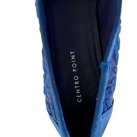 Centro Point Flats Women's Slip On Shoes Size 8 Navy Blue Lace Floral Design NEW - Picture 12 of 14